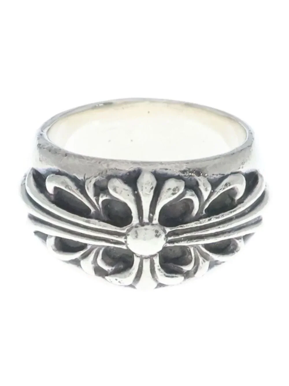Chrome Hearts Flrl Crs Floral Cross Ring Silver